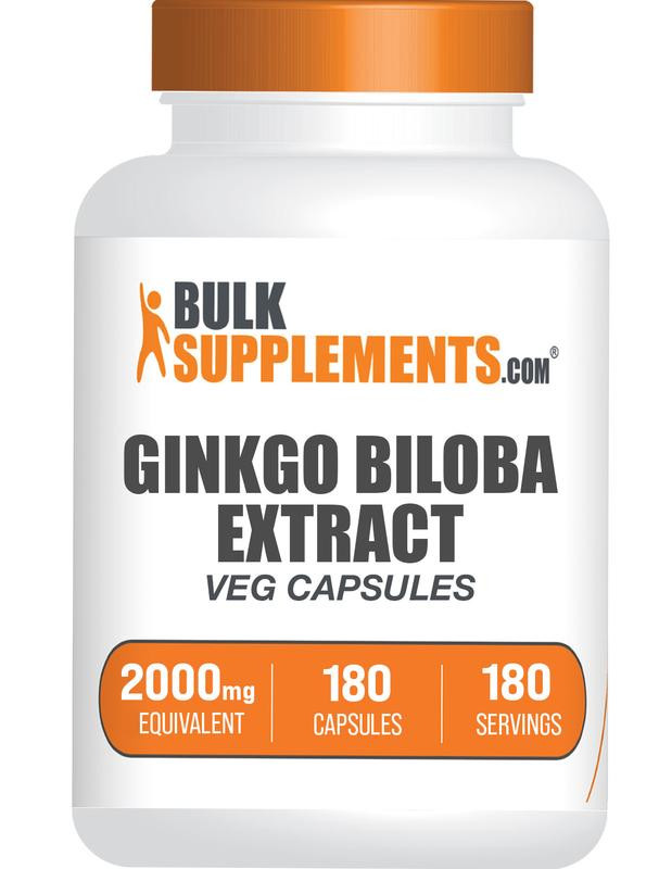 BulkSupplements.com Ginkgo Biloba Extract Capsules - Edible - Dietary Supplements - Natural Antioxidants - Ginkgo Biloba Leaf - Ginkgo Capsule - 180 Capsules - 2000mg per Serving