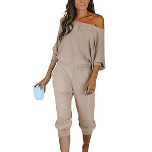 PrettyGarden Women's 2-Piece Set Off Shoulder Ribbed Tracksuit Long Sleeves Pullover Plus Size with Pockets for Spring Outfit#springtok
