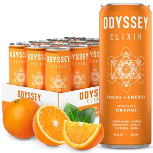 Orange Ginger Core Sparkling Energy Drink - 85mg Caffeine - 12 Pack