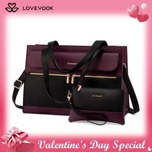 LOVEVOOK Valentine's Day Laptop Tote Bags for Woman - Fits 15.6'' Laptop, Crossbody Bags for Work with Cup Holder, Waterproof Vegan Leather Briefcase Handbag, Gift for Valentine's Day.