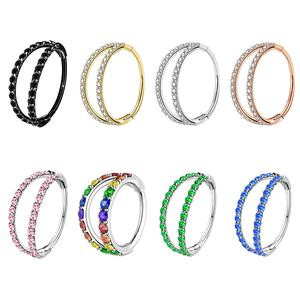 Oufer 20G Double Hoop Hinged Segment Nose Ring 316L Stainless Steel for Conch, Nose Piercing, Daily Wear.