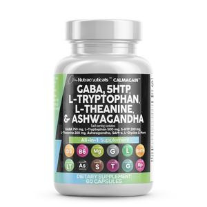 Clean Nutraceuticals GABA 750mg 5 HTP 200mg L Tryptophan 500mg L Theanine 200mg Ashwagandha 3000mg SAM-e L-Glycine - Mood Support Vitamins for Women