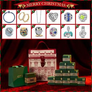 12-Piece Collection of Unique Christmas Gift - Fine Handcrafted Jewelry in a Luxurious Gift Box, Featuring Sterling Silver Bracelet Charms, Each Charm Carries Blessings, Bringing You Luck and Hope