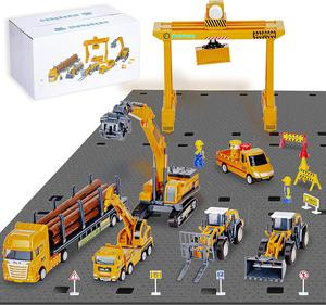 CLOVERCAT Construction Toys for Kids - Toy Construction Vehicles Playset with Excavator, Tractor Truck, Backhoe, Crane, Dump Trucks - Great Birthday Gift for 3 4 5 Year Old Boys & Toddlers (Set 1)