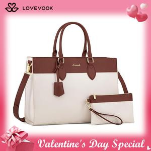 LOVEVOOK Valentine's Day Laptop Tote Bag，with Fashionable Texture and Waterproof Leather,Modern Minimalist Design, Perfect for Daily Use by Doctors, Nurses, Teachers, and Professional Women for Travel and Commuting, Gift for Valentine's Day