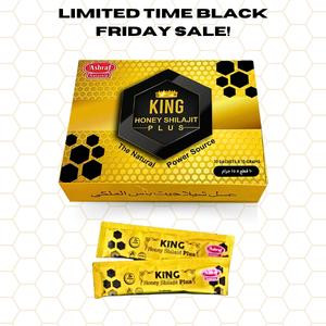 King Honey Shilajit Plus with Saffron - Natural Energy & Vitality Supplement, 10 x 15g Sachets, 10 Honey Packs, Edible Dietary Supplement Healthcare