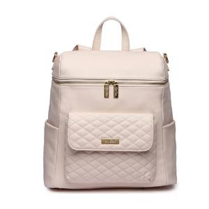 Monaco Large Diaper Bag Backpack by Luli Bebe - Designer Modern Vegan Leather Stylish Baby Backpack for Mom, Multipurpose, Roomy, with Changing Pad (Pastel Pink)