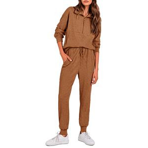 PrettyGarden Women's 2-Piece Sweatsuits Set Long Sleeve Half Zip Pullover Sweatshirt Joggers Sweatpants Comfy Outfits Soft Tracksuit Womenswear Hoodie