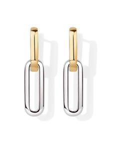 PAVOI 14K Gold Plated Two-Toned Convertible Link Huggie Earrings for Women | Paperclip Link Statement Drop Dangle Earrings