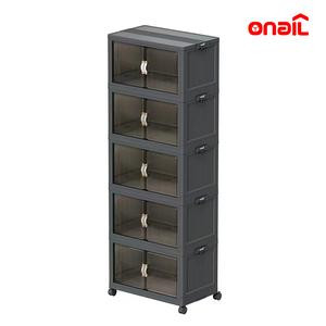 Grey 2/3/4/5 Layers 128 QT Foldable Storage Box with Lid, Eco-Friendly Polypropylene, Stackable Folding Household Storage Holder