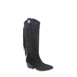 GAYLE-29 Women's Fringe Pointed Toe High Boot With Pull Tabs Footwear Suede Footwear Suede Footwear Suede Footwear Suede Girl Walking Shoes Court Onyx