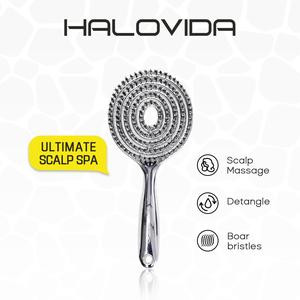 HALOVIDA Electroplated Hollow Round Bristle Brush - Anti-Static Massage Brush, Reduces Heat Damage, Ideal for Quick Drying and Voluminous Styling