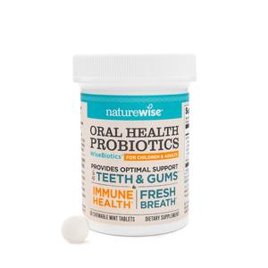 NatureWise Oral Probiotics - Chewable Probiotic for Fresh Breath - Clean, Gluten Free, Sugar Free, Natural Mint Flavor, Non-GMO, 3rd-Party Tested Oral Probiotic Supplement - USA Manufactured