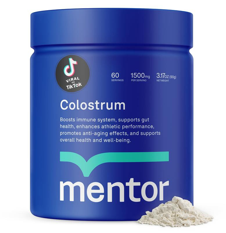 Mentor Colostrum Powder Supplement for Humans - Organic Bovine Colostrum for Gut Health, Hair Growth, Beauty, and Immune Support - Colostrum Protein from High-Quality Cows