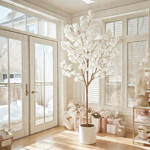 Elegant Artificial Cherry Blossom Tree 6ft with handmade silk flowers and branches. Elegant faux sakura décor for indoor or outdoor use—ideal for home, office, weddings, parties, and seasonal celebrations. Also a perfect housewarming or Christmas gift.