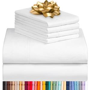 LuxClub 6 PC Sheet Set Sheets Deep Pockets 18' Eco Friendly Wrinkle Free Sheets Machine Washable Hotel Bedding Silky Soft