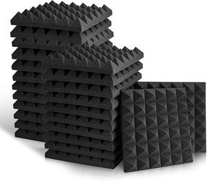 Fstop Labs 2" X 12" X 12" Acoustic Foam Panels, Studio Wedge Tiles, Soundproof Sound Foam Insulation, Sound Absorbing Panel, 25 Blocks Square Design