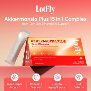 [Pro Grade] LOTFLY Akkermansia Plus | 20B Akkermansia 15-in-1 Complex | Supports Gut Health, Immunity & Healthy Blood Sugar