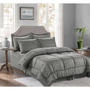 Elegant Comfort 8-Piece Bamboo Floral Comforter Set - Botanical Pattern with 4-Piece Sheet Set and Double-Sided Storage Pockets