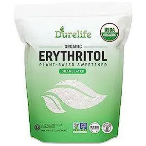 Durelife USDA organic erythritol sweetener, non gmo verified, Keto certified, No After Taste, Kosher, Zero Calorie Plant-Based Sugar Alternative Flavor