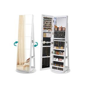 【Holiday Haul】SONGMICS LEDs Lockable Jewelry Mirror Cabinet,Standing Jewelry Armoire, Jewelry Organizer, Frameless Full-Length Mirror, 3 Storage Shelves Gift Idea