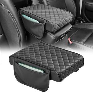 JOYTUTUS Upgraded Car Center Console Cover - Microfiber Leather Armrest Cushion with 2 Storage Bags - Universal Fit Interior Vehicle car seat covers