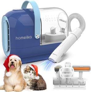 Homeika 3L Pet Grooming Kit & Dog Hair Vacuum with 99% Suction & 5 Nozzles, Blue