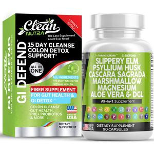Slippery Elm Psyllium Husk Pre Probiotic Digestive Gut Health Supplement with Aloe Vera Cascara Sagrada Marshmallow Root DGL Licorice Senna Magnesium
