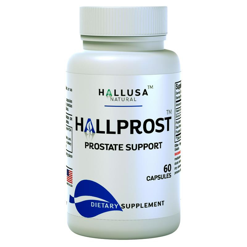 Hallusa Natural Hallprost - Prostate Supplements 60 capsules - Saw palmetto, Pygeum Africanum, Pumpkin Seed, Zinc & Vitamin E - Prostate Infections, Prostatitis, Nocturia, BPH Adult Gluten Free GMO Free