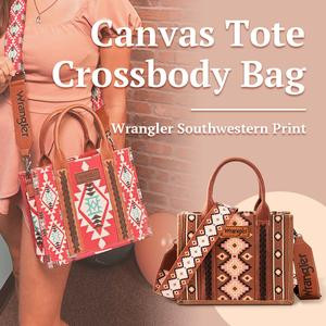Wrangler Fall/Winter New Product Southwestern Dual Sided Print Canvas Tote/Crossbody Bag