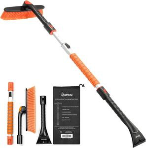AstroAI 47.2" Ice Scraper and Extendable Snow Brush for Car Windshield with Foam Grip and 360° Pivoting Brush Head for Christmas Car Auto Truck SUV
