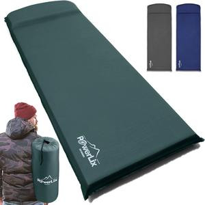 POWERLIX Sleeping Pad – Self-Inflating Foam Pad - Insulated 3inches Ultrathick Mattress for Camping, Backpacking, Hiking - Ultralight Camping Mat Pad for A Tent, Built in Pillow- Fits in A Carry Bag