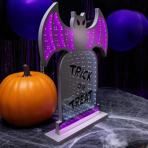 Halloween Bat & Tombstone Plastic Infinity Light, 11 3/4" x 15 1/2"