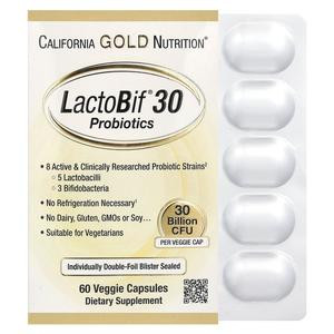 California Gold Nutrition LactoBif® 30 Probiotics, 30 Billion CFU, 60 Veggie Capsules