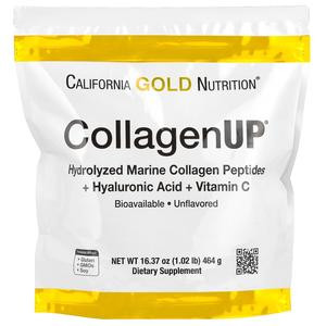 California Gold Nutrition CollagenUP®, Hydrolyzed Marine Collagen Peptides with Hyaluronic Acid and Vitamin C, Unflavored, 1.02 lb (464 g)