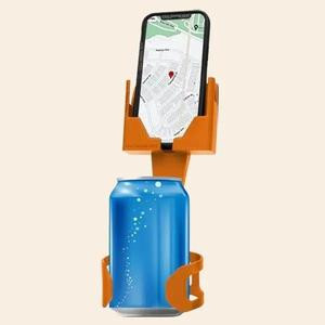 PUMPKIN ORANGE Cell Phone Seat - Cup Holder Phone Stand - Smartphone Holder - Made In America Mobile Phone Car Mount - Cellphone Hacks - Cell Phone Holder for Car or Truck