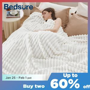 Bedsure Striped Flannel Fleece Blanket - Ultra-Soft, Solid  Color, Lightweight, White Blanket, King Sizes, Classic Stripe Pattern, Multi-Color, Ideal for Bed, Couch, Travel, Camping, All Seasons, Home Bedroom Decor,