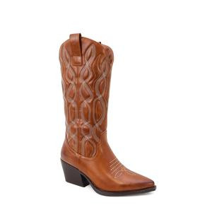 GAYLE-20 Women's High Pointed Toe Western Boot With Stitch Embroidery Girl Walking Shoes Girl Walking Shoes