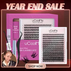 uCoolMe Flora DIY Lash Extension Kit Clusters Individual Lashes Kit Beginner Friendly Lash Bond and Seal, WaterProof Lashes for For Girl DIY Eyelash Extension at Home Makeup Christmas gift Cosmetic