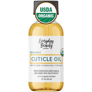 Organic Cuticle & Nail Oil - Repair, Revitalize & Hydrate Cuticles and Nails - Organic Spa Treatment - For Stronger Healthier Nails and Cuticles - 1 Fl Oz Glass Bottle with Nail Brush Nail Care