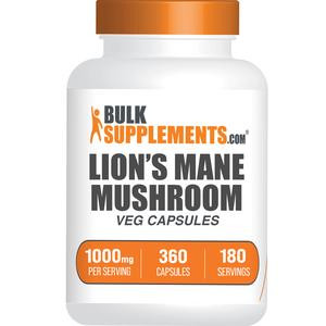 BulkSupplements.com Lion's Mane Mushroom Extract Capsules - Fitness Supplements - Edible - Dietary Supplement - Natural Antioxidants - 360 Capsules - 1000mg per Serving