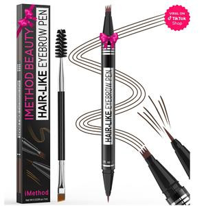 iMethod Eyebrow Pencil, Hair-like Eyebrow Pen, 2-in-1 Waterproof Brow Pen with 4 Tip, with Dual-ended Eyebrow Brush, Cosmetic Makeup