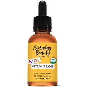 Organic Vitamin E Oil - Nourishing Baby Massage Oil for Moisturizing Dry Skin - Fragrance Free & All Natural Plant Based, Lightweight Unscented Gentle Blend - 1 fl oz Glass Bottle With Glass Dropper