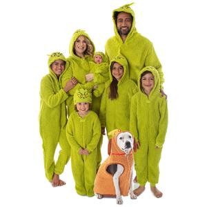 Dr. Seuss GRINCH Who Stole Christmas Matching Family Pajama Sherpa Union Suit - Adult, Child, Toddler, Pets