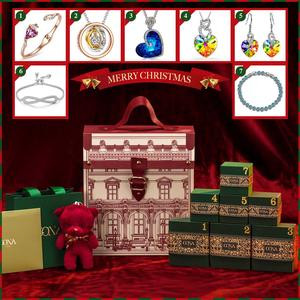 7-Piece Collection of Christmas Gift - Austrian Crystal  Jewelry in a Luxurious Gift Box, Featuring Ocean Heart Necklaces ,tennis bracelet, a Unique Christmas Gift for Family and yourself
