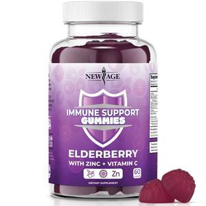 NEW AGE Immune System Support Gummies - Sambucus Black Elderberry Gummies with Vitamin C and Zinc