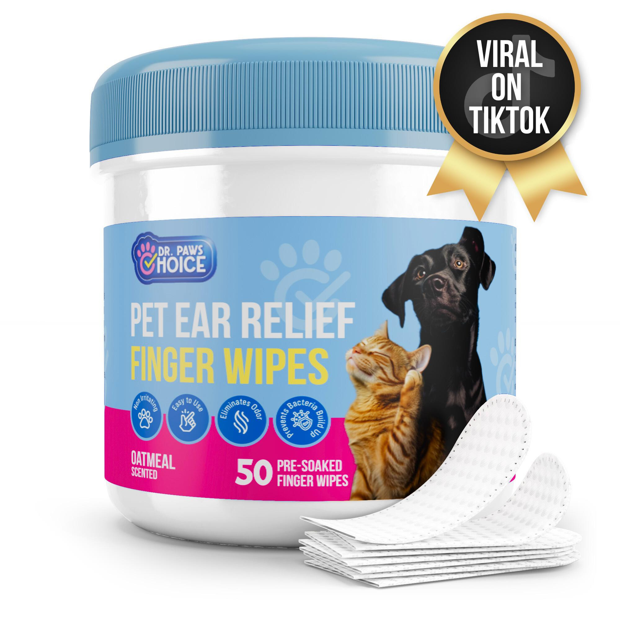 Dr. Paws Choice: Oatmeal-Scented Ear Relief Finger Wipes for Pets