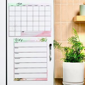 Flexible Stick Dry Erase Monthly and Weekly Calendar Set - Sticks to Any Flat Surface magnetic planner 2025-2026