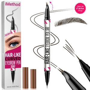 iMethod Curved Eyebrow Pen - Microblading, Liquid,  2-in-1 Dual-Ended with Micro-Fork-Tip Applicator, Waterproof and Long Lasting Makeup