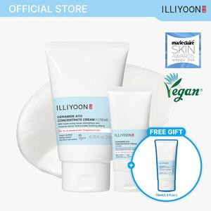 [ILLIYOON official] ILLIYOON Ceramide Ato Concentrate Cream Duo (Bonus: Ato Concentrate Cream 75ml) | Moisturizer for Dry & Sensitive Skin, 100hr Lasting Hydration, For Face & Body, Gentle for Infants, Moisture Barrier Repair, Vegan Certified, 9.29 fl.oz